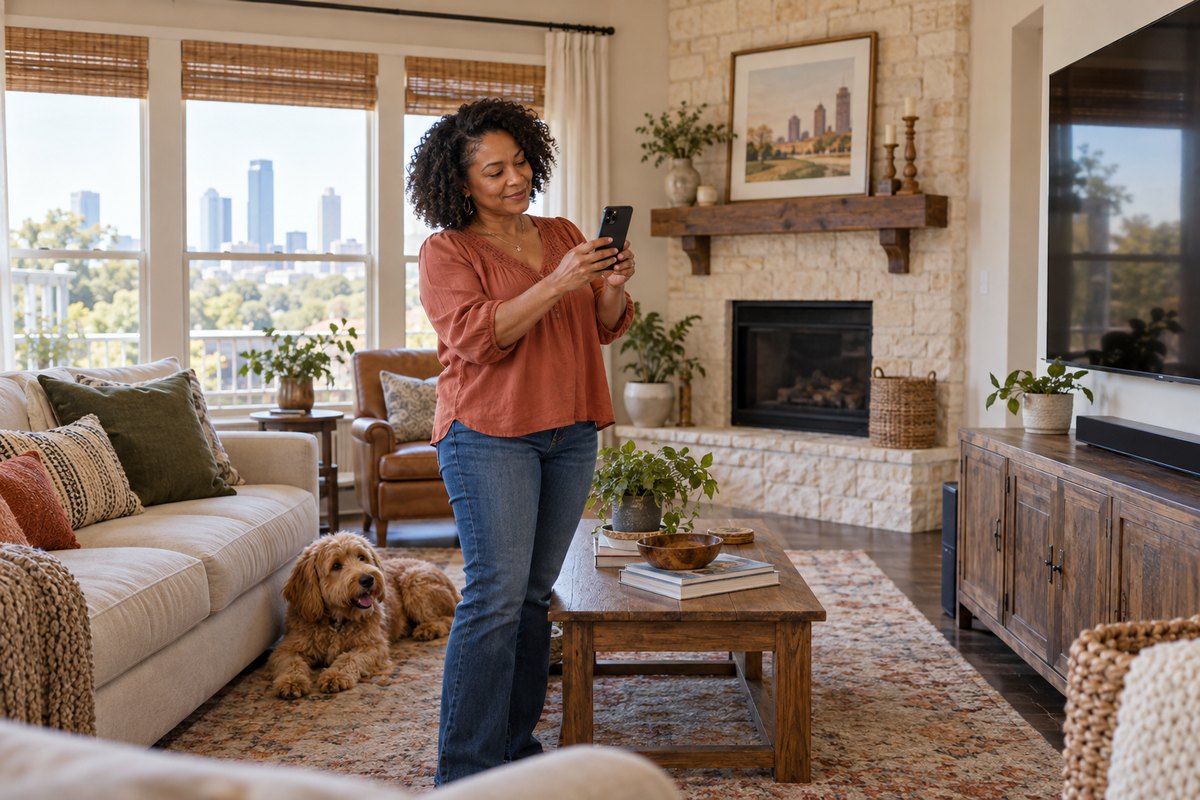 Homeowner recording furnishings and electronics for a personal property inventory