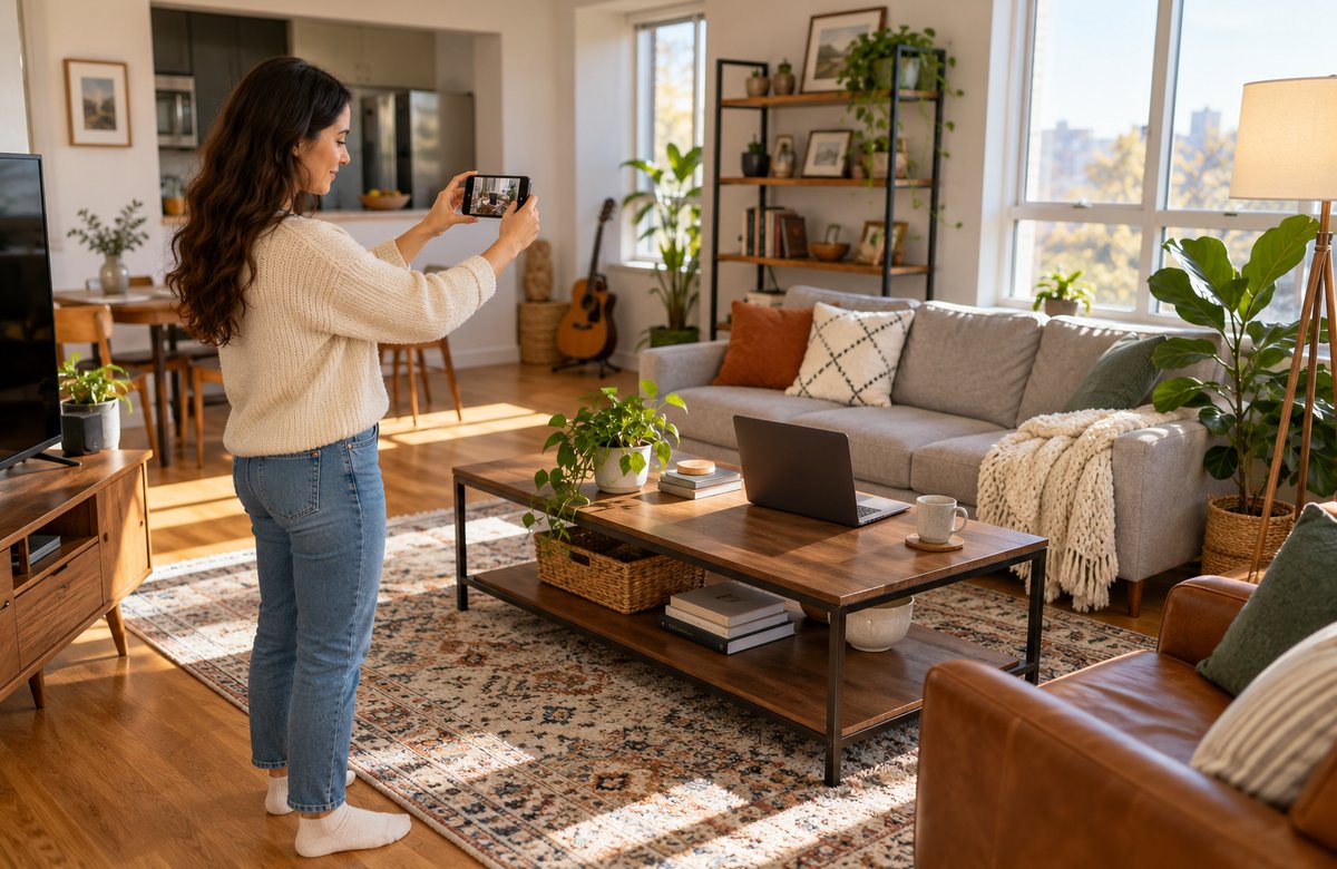 A resident photographing electronics and household belongings for an inventory