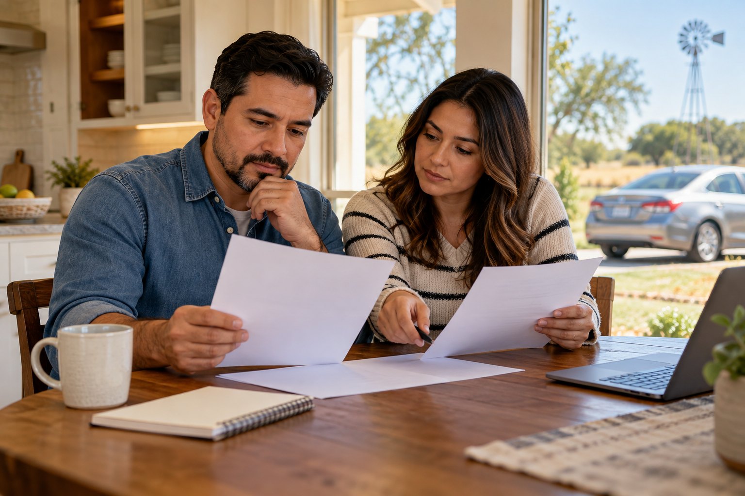 Driver preparing insurance documents and questions