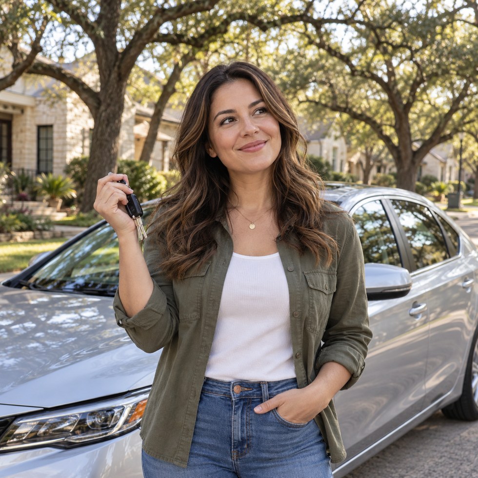 Driver holding car keys while reviewing owner and non-owner coverage