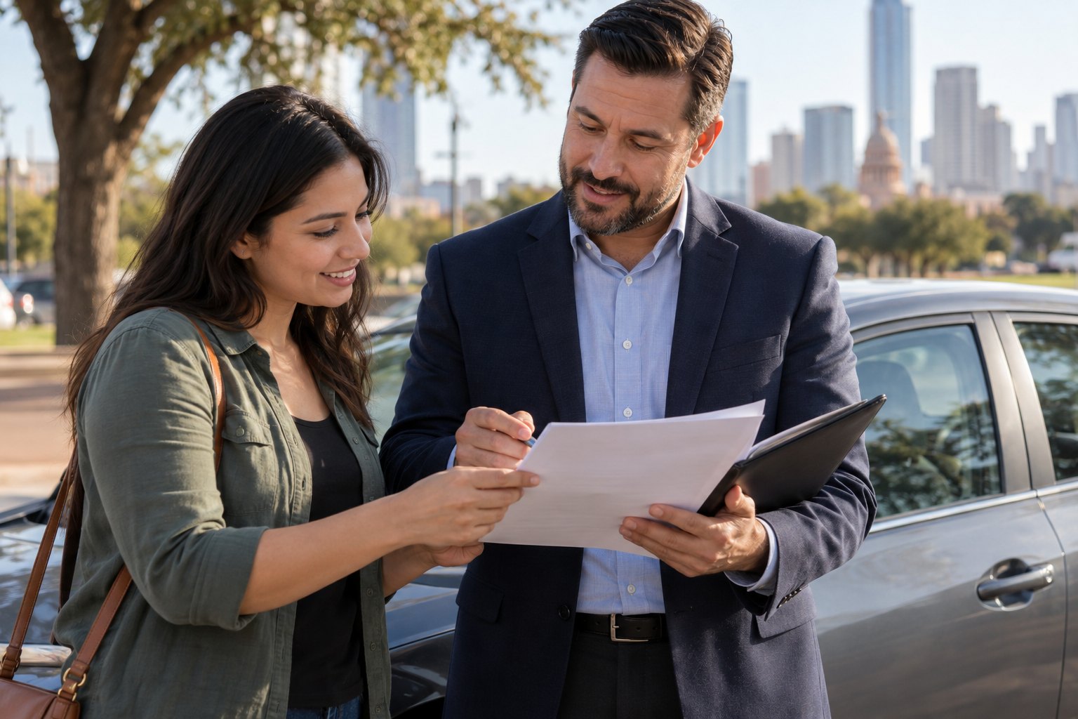 Driver discussing suitable coverage information